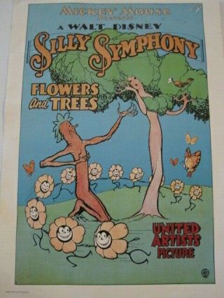 Walt Disney Silly Symphony Flowers And Trees Cartoon Poster Vintage