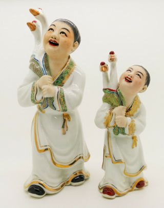Antique Chinese Porcelain Figurines Republic Period - Set Of 2 - Marked