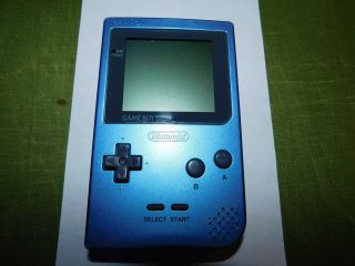 Vintage Nintendo Game Boy Pocket Blue Handheld System Mgb - 001 Powers Up