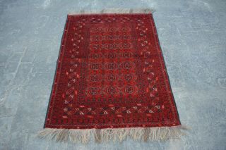 B225 Handmade Afghan Turkoman Rug/ Vintage Kunduzi Stunning Rug / 3 