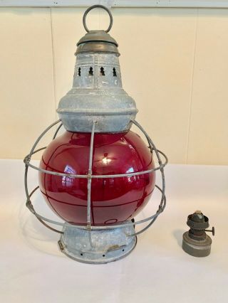 Antique Rare Perko Perkins Marine Oil Lantern / Lamp Large 8