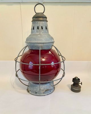 Antique Rare Perko Perkins Marine Oil Lantern / Lamp Large 8 2