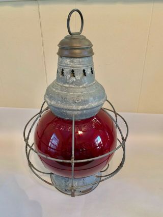 Antique Rare Perko Perkins Marine Oil Lantern / Lamp Large 8 3