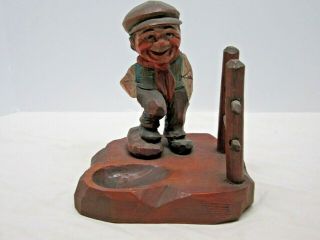 Vintage Pipe Holder - From Italy - Old Man Relaxing Near Fence