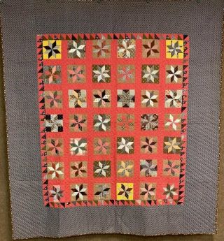 Crisp & C 1890 - 1900 Pa Stars & Sawtooth Quilt Antique Early Browns