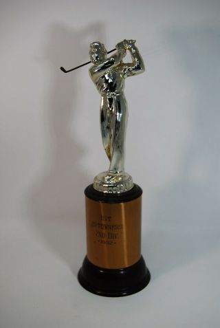 Vintage Mid Century Golf Trophy 1952 First Place Mens Deco Era Uptowners Seattle