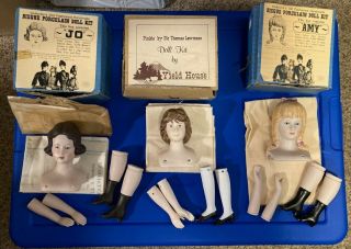 Shackman Little Women Porcelain Doll Kits (2) Jo/amy And Yield House Pinkie