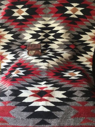 Antique Native American Indian Navajo Rug Germantown Red 27 X 44 Inch Textile
