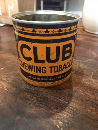 Club Chewing Vintage Tobacco Tin/can Imperial Canada - 1 Lb.  9 - Plugs Round