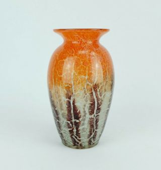 Fantastic Wmf Art Deco Ikora Glass Vase Karl Wiedmann 1930s Orange And Dark Red