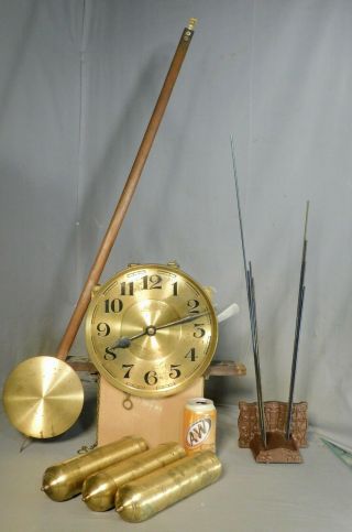 Antique German Swiss 3 Weight Grandfather Clock Movement Vintage 1910 Crookshank