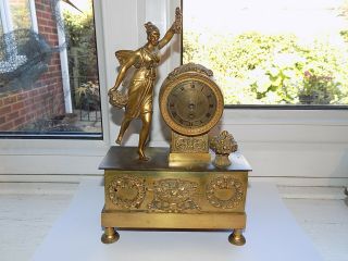 Antique Gilt Bronze Mantel Clock Alibert A Paris Fusee Pocket Watch Movement