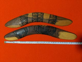 2 X Vintage Aboriginal Boomerangs Mulga Wood Circa 1982 Coober Pedy