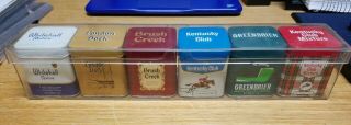 Set Of 6 Vintage Pipe Tobacco 1 Oz Tins With Tin Holder Kentucky Club & More
