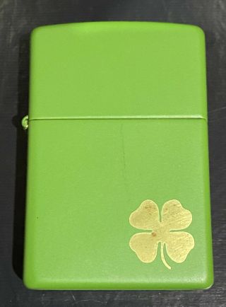 Green Zippo Lighter 4 Leaf Clover Shamrock Irish Symbol Good Luck