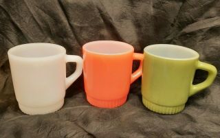 Vintage Anchor Hocking Fire King Oven Proof Stackable Mugs