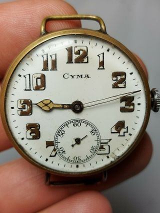 Vintage Antique Military Ww1 Ww2 Cyma Wrist Watch