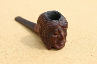 Vintage Estate Hand Carved Imported Briar Indian Chief Head Tobacco Smoking Pipe