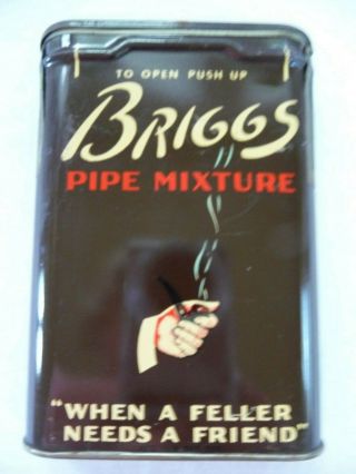 Briggs Pipe Mixture Smoking Tobacco Pocket Tin / Can W/ Old Tax Stamp.  Euc.