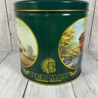 Vintage Red Man Chewing Tobacco Tin Cannister With Lid 1988 Limited Edition 6” 2