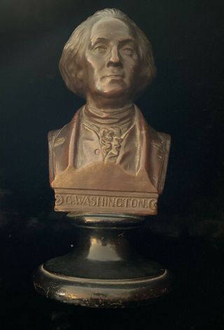 1876 Antique Terra Cotta Bust Of George Washington By Uffrecht