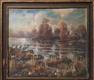 Charlotte Roberta Mish (1903 - 1974) Antique Oregon Impression Landscape Painting