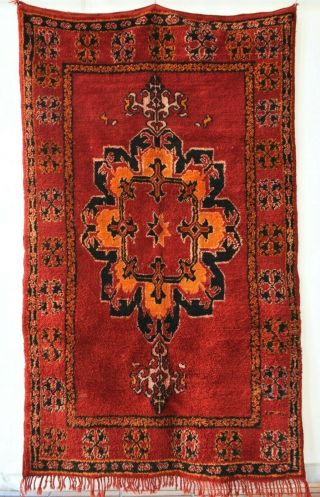 Vintage Moroccan Rug Berber Rug Zarbeya Wool Carpet,  Berber Wool Rug Chic Red Rug