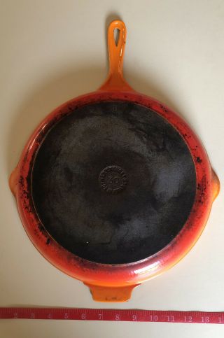 Vintage Le Creuset 30 Enamal Orange/red Skillet Frying Pan Double Pour