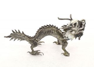 Antique Chinese Export Silver Dragon Figure Signed KMS for Kwong Man Shing - SL 2