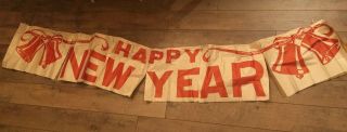 Happy Year Party Banner Over 7 Feet Vintage Store Display Paper Nos