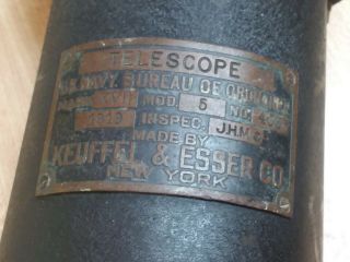 ANTIQUE WWI 1919 KEUFFEL & ESSER BRASS NAVY SHIP TELESCOPE SUBMARINE PERISCOPE 2