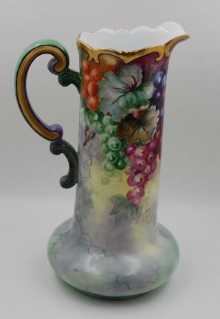 Antique Limoges Hand Painted Tankard Pitcher Vase