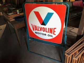 Vintage Valvoline Sign Oil Gas Rare Old Antique 30 X 30 Inches With Stand