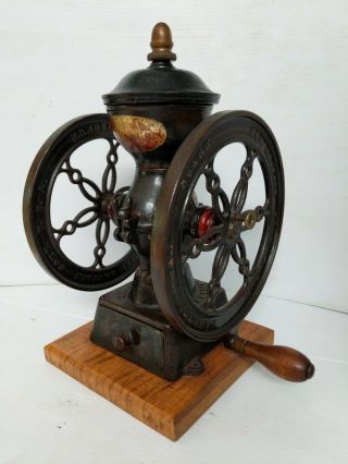 Antique Britain Enterprise Double Wheel Cast Iron Coffee Grinder 3 Day