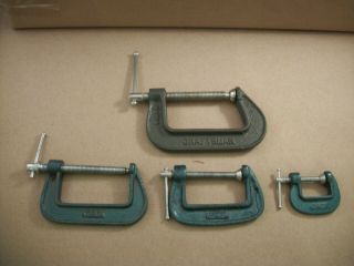 Vintage Craftsman 3 " C Clamps Malleable No.  66673 Made In Usa,  3 Other Clamps