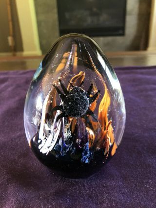 Vintage Halloween Theme - Colors - Spider - Web Design - Egg Shaped Paper Weight