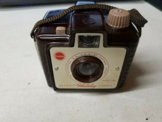 Vintage 1950s Kodak Brownie Holiday Flash Camera /w Strap & Partial Box
