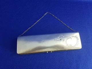 Rare 1890 - 1900 84 Russian Silver & Leather Evening Bag Or Purse W Short Chain