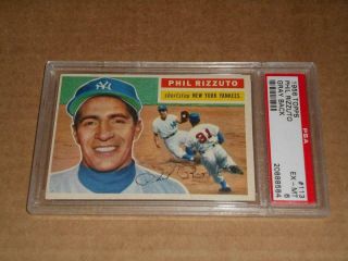 1956 Topps 113 Phil Rizzuto Card Yankees Hof Graded Psa 6 Ex - Mt