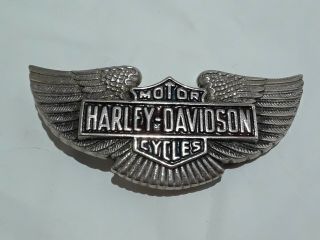 Vintage 1983 Solid Brass Eagle Wings W/logo Harley Davidson Belt Buckle Baron