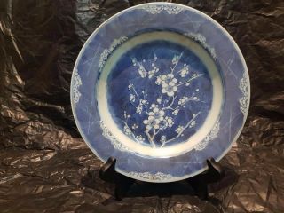 Large Antique Chinese Blue And White Plate Porcelain