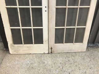 pair vintage c1940 French doors - old glass intact 80” x 30/30.  5” x 1.  5” 3