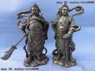 10 Chinese Folk Brass Copper Dragon Guan Gong Guan Yu Lion Weituo Warrior Statue