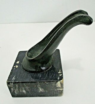 Vintage Bronze Single Pipe Holder On Marble Base Made In Italy
