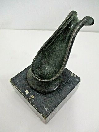 Vintage Bronze Single Pipe Holder on Marble Base Made in Italy 2