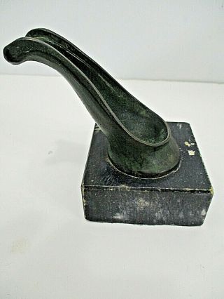 Vintage Bronze Single Pipe Holder on Marble Base Made in Italy 3