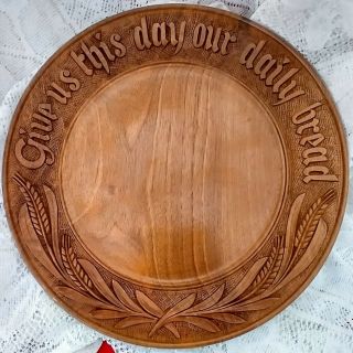 Vintage Hand Carved Wood Bread Plate Board 