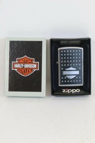 Zippo Lighter Silver And Black Harley Davidson Design