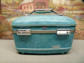 Vintage American Tourister Carry On Cosmetic Luggage Suitcase Blue