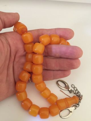 Old Antique Natural Faturan Amber Egg Yolk Bakelite Rosary Prayer Beads 93 Gram